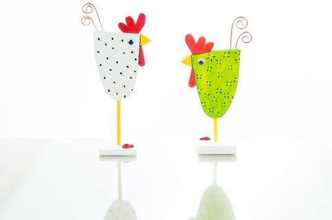 鸡，母鸡，颜色，绿色，动物，反射，白色，公鸡