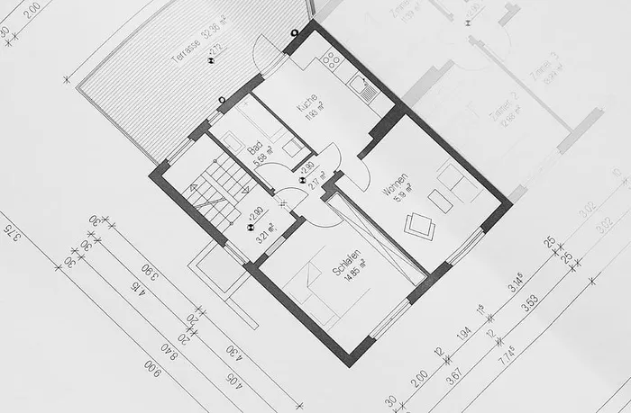 房屋平面图蓝图，黑白，平面图，建筑平面图，建筑，建筑师设计，平面图，设计