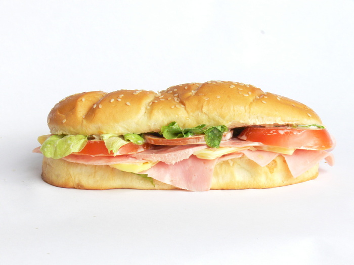 汉堡、番茄、火腿、蔬菜、三明治、食物、面包、午餐