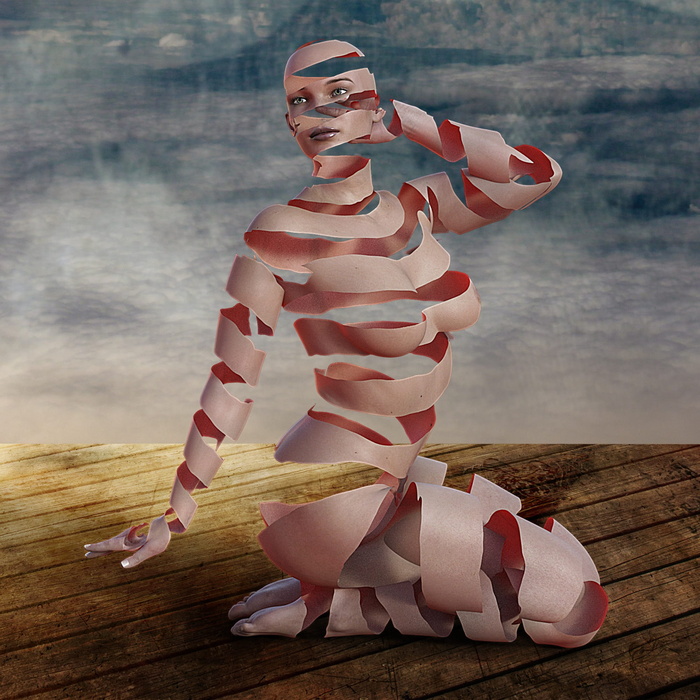 超现实主义，肖像，剥皮，女人，贝壳，剥皮，奇异，幻想