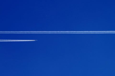 飞机，飞行，条纹，天空，航空，轨迹，发射星云，技术