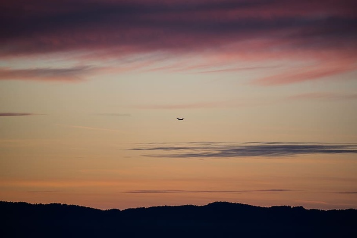 剪影，山脉，橙色，天空，树木，日落，黑暗，云朵