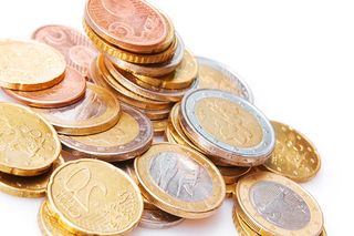 分、特写、特写、硬币、欧元、堆、孤立、珠宝