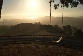 旧金山, 美国, 伯纳尔高地, 黄昏, 高峰, 秋千, 查看, 天空