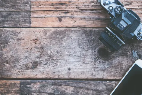 木, 相机, iphone, 办公桌, 背景, 特写, 硬木, 粗