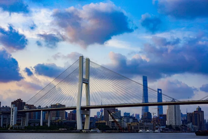 桥，上海，中国，传统，禅宗，云，城市，古代