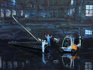 厂房，工业厂房，微型人物，叉车，工匠，工业，机械，老厂房