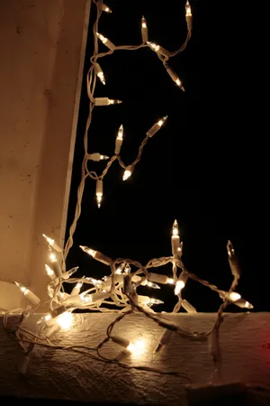 白线灯，圣诞节，灯，闪烁，照明，装饰，假日，圣诞节