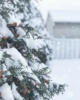 被雪覆盖的绿树 被雪覆盖的绿树