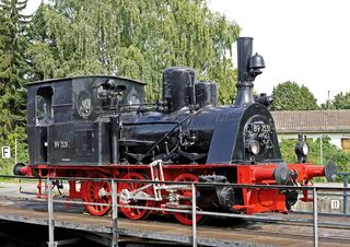 蒸汽机车，博物馆展览，可滚动，枢纽，南德铁路博物馆，普鲁士海尔布朗，t3