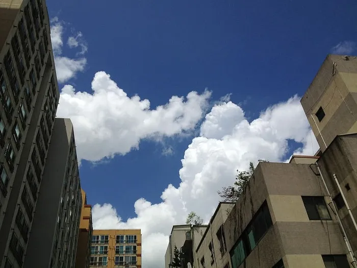 Cbd，停车场，建筑，云，天空，云天，建筑外部，户外