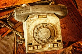 特写照片，白色，棕色，旋转，电话，拨号，旧，电话听筒