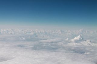 云层之上，天空，白色，飞机，蓝色，风景-自然，鸟瞰，复制空间