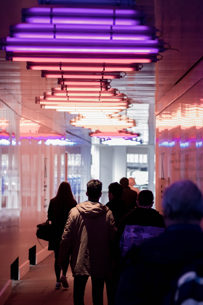 伦敦，英国，隧道，灯光，荧光灯，聚光灯，霓虹灯，颜色