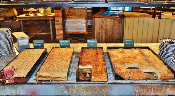 蛋糕、自助餐、食堂、薯条、柜台、营养、美味、食物