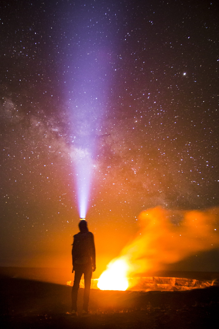 火山，美国，头灯，天文，夜间，夜间，天文摄影，希洛特