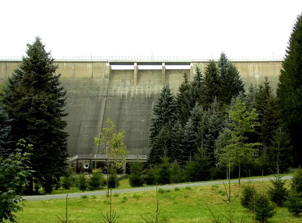 neuhausen、ore mountains、dam、rauschenbach、饮用水、植物、树木、建筑结构