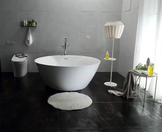 圆形，浴室，家庭房间，室内，无人，浴室，家庭浴室，地板