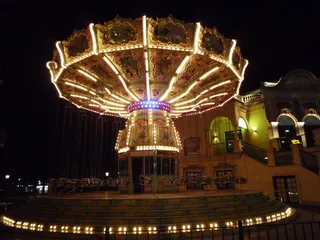 奥地利, 维也纳, 普拉特, 旋转木马, 夜, 照明, 游乐园, 游乐园骑