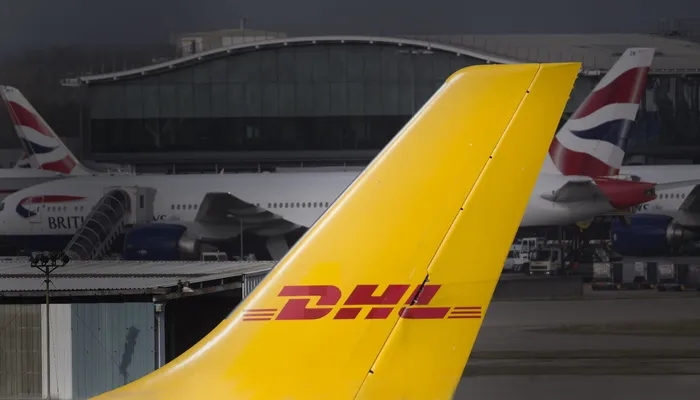 dhl、飞机、机尾、特写、照片、货运、货物、航空公司