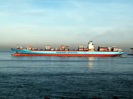 蓝色、红色、马士基sealand船、马士基、船、马士基、荷兰、港口