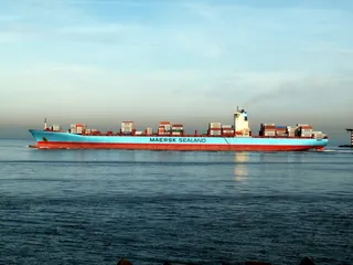 蓝色、红色、马士基sealand船、马士基、船、马士基、荷兰、港口