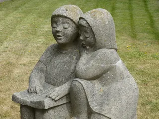 数字, 雕塑, 艺术, 石像, 儿童, 男孩, 女孩