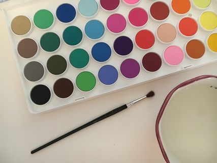 油漆，水彩画，颜色，画笔，艺术，纸张，用品，多色