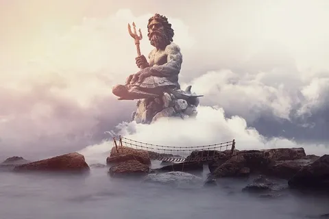 波塞冬,奇幻,奇幻风景,雕像,大海,岩石,天空,云,梦 波塞冬,奇幻,奇幻风景,雕像,大海,岩石,天空,云,梦