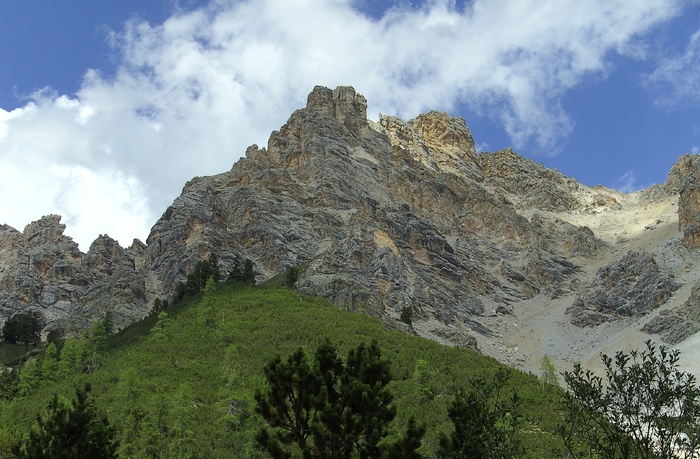 高山、白云石、山脉、全景、山顶、山脉全景、云、景观