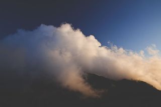 自然、山脉、峰顶、山峰、雾、云、天空、梯度