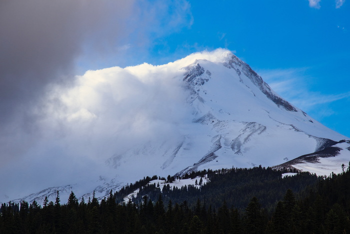 山，有盖，雪，蓝色，天空，风景，山峰，顶峰