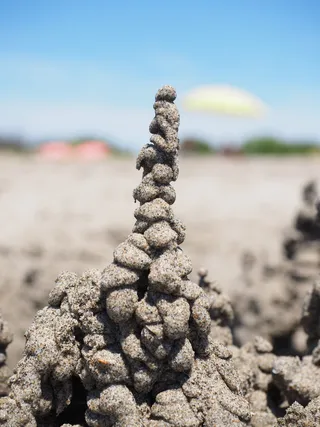 塔楼，塔楼，城堡，桑德堡，克莱克城堡，艺术品，沙滩艺术品，海滩