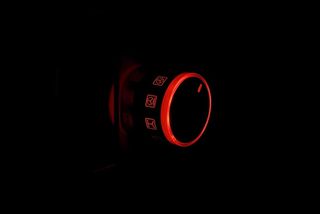 旋钮，烤箱，炊具，厨房，炉灶，设备，按钮，红色