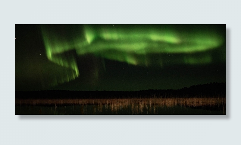 极光截图，极光，芬兰，极光，湖泊，极地圈，夏季，全景