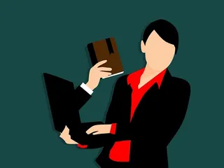 从网上获取阅读材料的人的插图