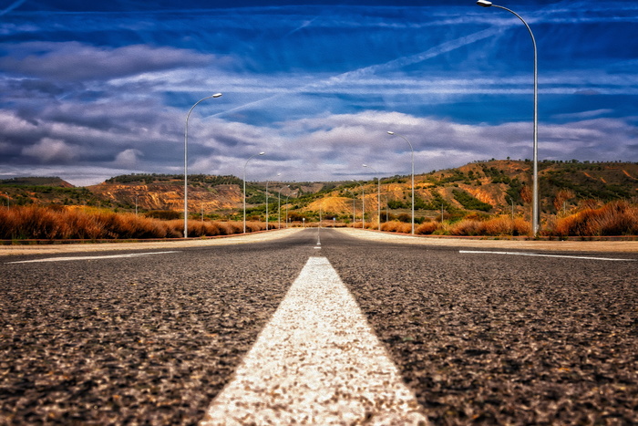 黑色，白色，道路，沥青，标志，风景，远离，孤独