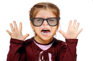 女孩，穿着，红色，长袖，衬衫，白色，背景，眼镜