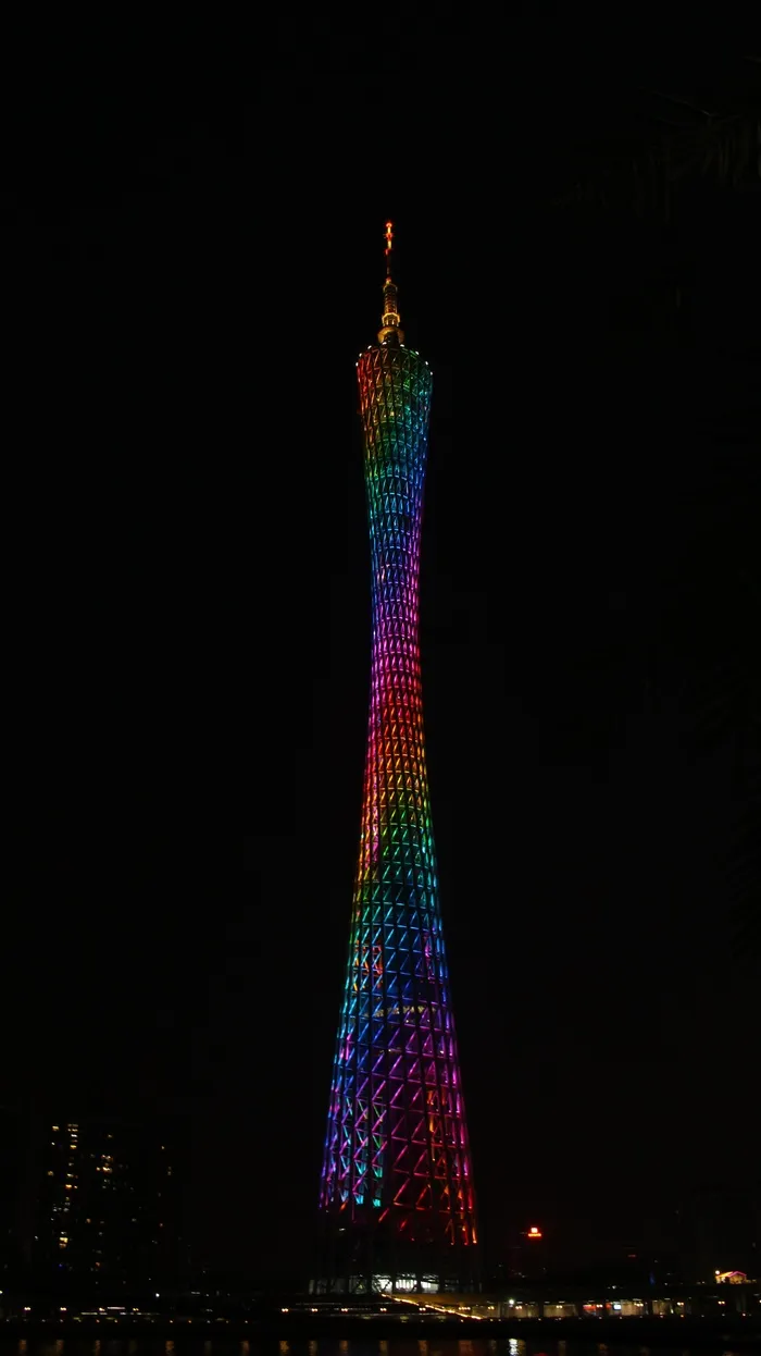 广州塔，中国，广州，照明，夜间，建筑，建筑结构