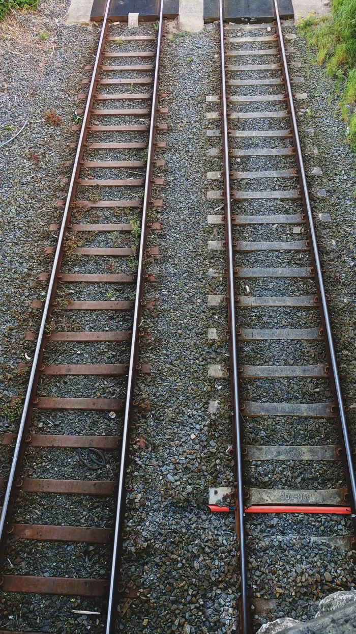 轨道交通，轨道，铁路轨道，金属，运输，高角度视图，前进的道路，方向