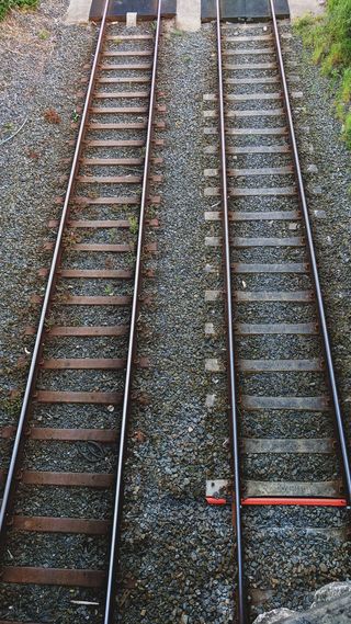 轨道交通，轨道，铁路轨道，金属，运输，高角度视图，前进的道路，方向