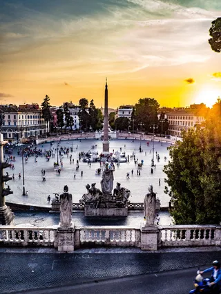 意大利、罗马、波波罗广场、雕像、人物、游客、游客、度假