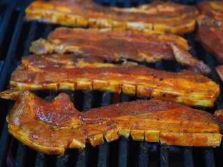 烧烤，烤架，烤，肉，腹部，烧烤，烤架，烤肉，腌制