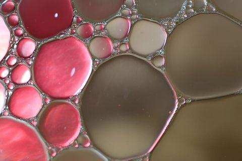 水包油、油眼、液体、抽象、纹理、宏观、油、封闭