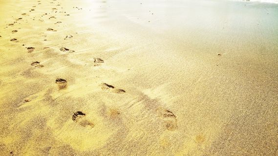 痕迹，不是，沙子，海洋，海滩，指纹，自然