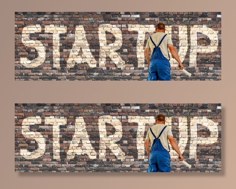 man painting startup text、wall、startup、painter、house painter、startup、growth hacking、market