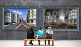 三，人，坐着，棕色，长凳，画廊，图像，和谐