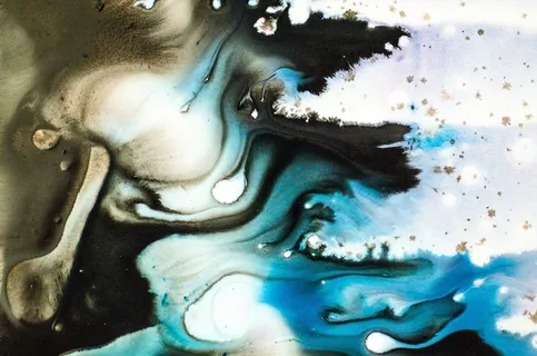 绿色、白色、抽象、绘画、背景、现代、蓝色、幻想