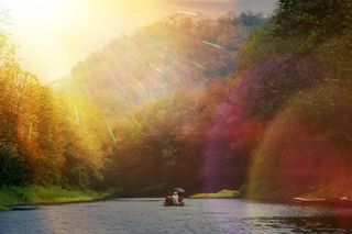 集团, 人, 船, 包围, 身体, 水, 三, 人