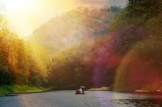 集团, 人, 船, 包围, 身体, 水, 三, 人